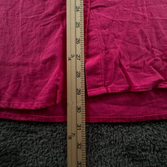 NWOT GAP Linen Rayon Blend Hot Pink Button Up Shirt Long Sleeve Large Ladies - Picture 4 of 12